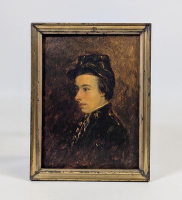 un tableau représentant une femme en robe noire et chapeau