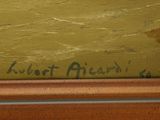 an image of a close up of a painting on a wooden surface