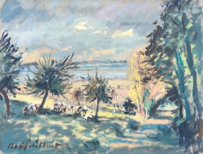 Robert GUILBERT (1920-1992) Vaches paissant sur les rives de…