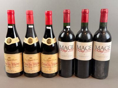 six bottles of wine are lined up in a row on a table