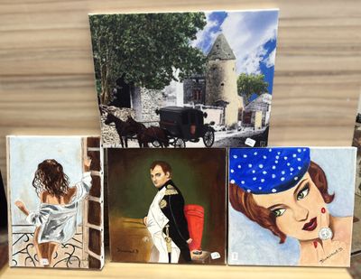 4 Petites huiles sur toile signées BLUSSIAUD.