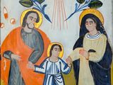 an old painting of jesus and mary with a child