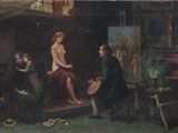 an image of a painting of a naked woman sitting on a chair