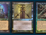 three cards of different types of cards are shown on a blue background