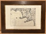 an old map of the united states of north america in a wooden frame