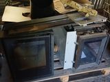 a stove that has a hat on top of it