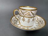 a cup and saucer on a saucer on a table