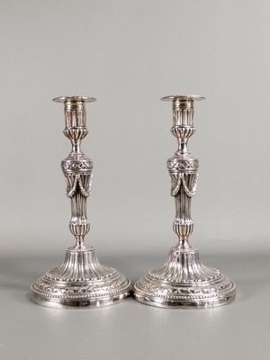 paire de chandeliers anciens en argent