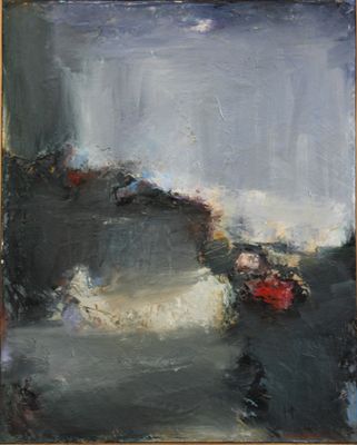 une peinture à l'huile représentant un tableau représentant un bateau sur un plan d'eau