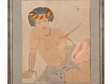 une image d'une peinture représentant une femme avec un chapeau sur la tête