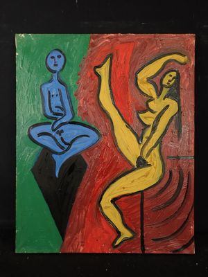 an image of a painting of a man and a woman on a table