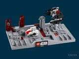 a lego model of a star wars battle scene