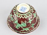 chinese red and green porcelain bowl with dragon decoration