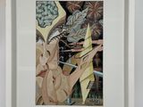 tableau représentant une femme tenant un couteau devant un tableau représentant une femme