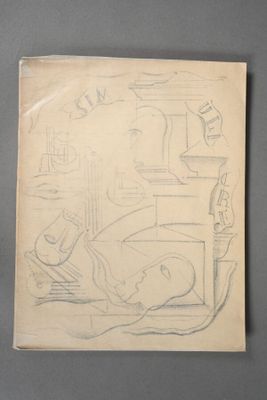 an old drawing of a woman laying on a bed next to a cat