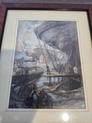 Charles Dominique FOUQUERAY, XXe. Aquarelle sur papier. Scèn…