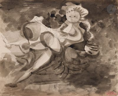drawing of a woman sitting on a chair with a guitar in her hand