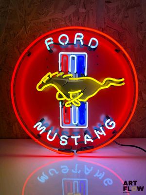 enseigne lumineuse « Ford Mustang » au néon - 1 - imprimer l'image