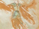 un tableau représentant une femme tenant un cerf-volant en l'air