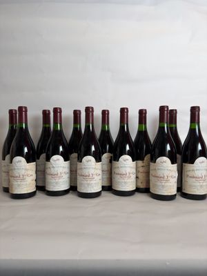 several bottles of wine are lined up on a table