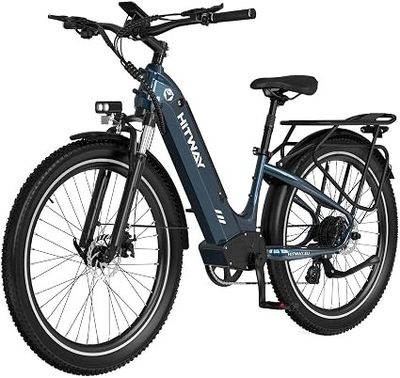 une image représentant un vélo électrique bleu sur fond blanc