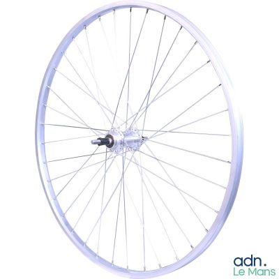the front wheel of a bicycle with spokes on a white background