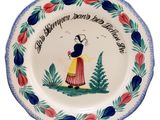 a close up of a plate with a design on it