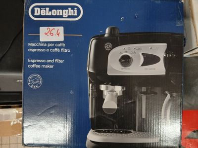 packaging of a delonghi espresso coffee machine on a counter
