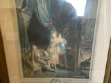 framed picture of a painting of a woman and a child in a bedroom