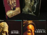 quatre livres figurant sur la couverture d'un ouvrage consacré à l'histoire du monde antique