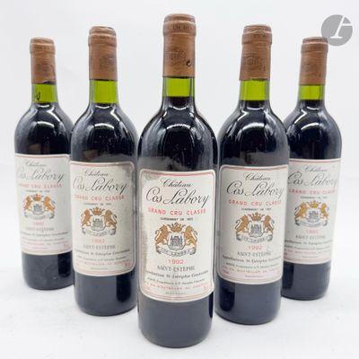 six bouteilles de vin sont alignées sur une surface blanche