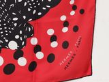 a picture of a red and black scarf with polka dots