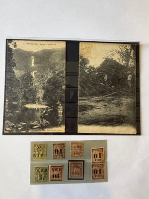 a picture of a picture of a man and a woman in the woods