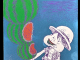 a drawing of a boy holding a flower in his hand