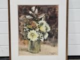 une image d'une peinture de fleurs dans un vase