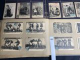 several old photographs of men and women are on display in a book