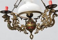 Suspension en laiton à 7 feux et dôme en verre blanchi. (photo 3)