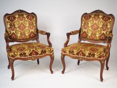 Suite de quatre grands fauteuils à dos plat Napoléon III de …