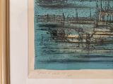 a picture of a painting of boats in the water