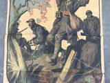 affiche française représentant un homme tenant un fusil devant un groupe de soldats
