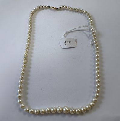 Beau collier de perles de culture en chute fermoir or avec s…