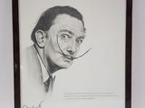drawing of a man with glasses and a mustache in a black frame
