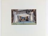 a picture of a painting of a stage with a curtain