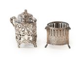 pair of silverplated sugar and pepper shakers