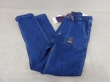 a pair of jeans sitting on top of a white surface