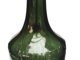 une bouteille en verre vert avec un bouchon noir