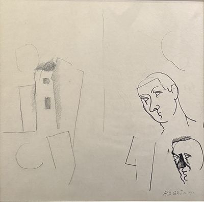 un dessin représentant un homme et une femme debout l'un à côté de l'autre