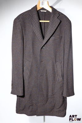 LUCIANA DI MARTINA - Manteau bleu et marron à motifs pied-de…