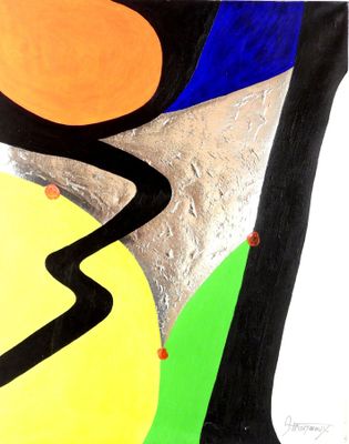 painting of a colorful abstract piece of art on a white background