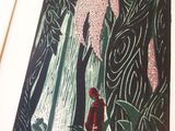 a picture of a picture of a person standing in a forest